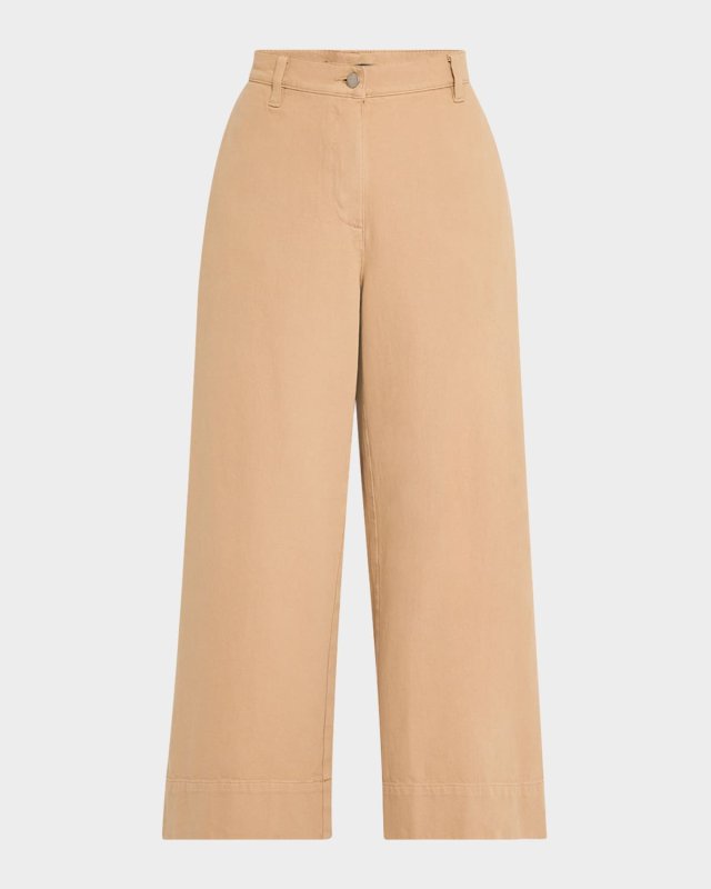 Petite Cropped Wide-Leg Organic Cotton Pants